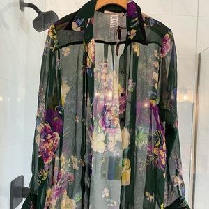 Green Floral Blouse by Language